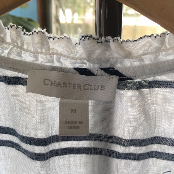 Chapter club women’s lined striped peplum top - Picture 5 of 7